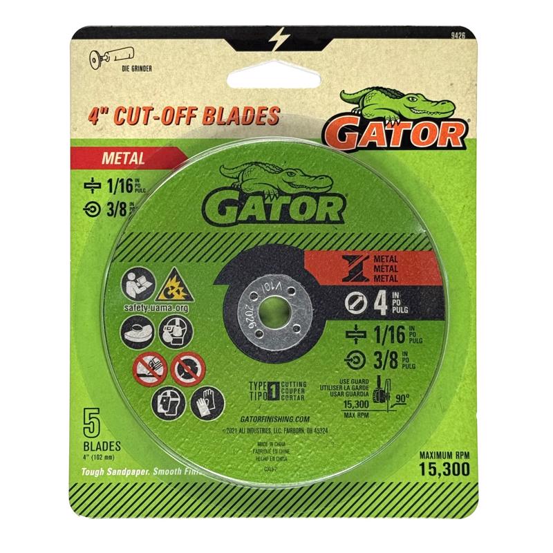 Gator 4 in. D X 3/8 in. Aluminum Oxide Metal Cut-Off Blade 5 pc