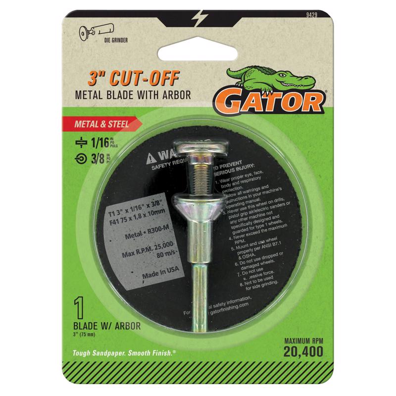 Gator 3 in. D X 3/8 in. Aluminum Oxide Metal Cut-Off Blade
