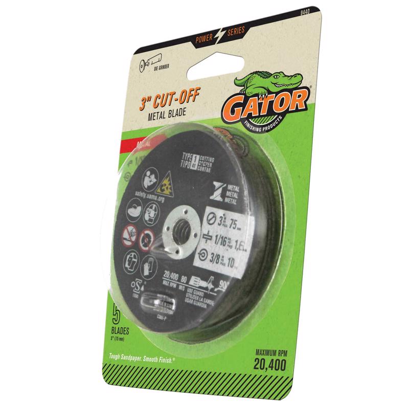 Gator 3 in. D X 3/8 in. Aluminum Oxide Metal Cut-Off Blade 5 pc