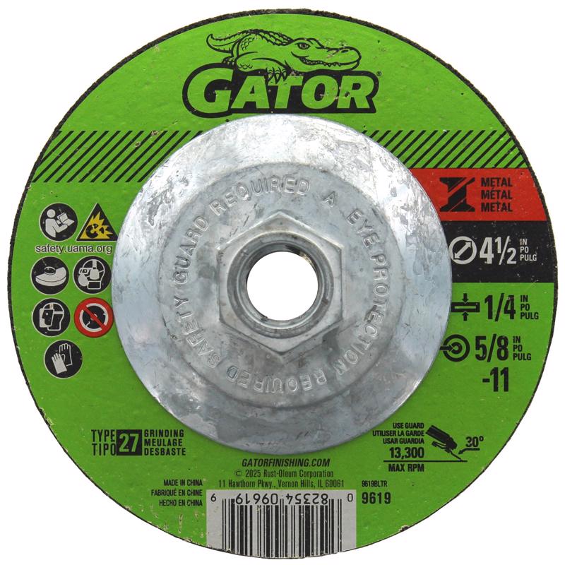 Gator 4-1/2 in. D X 5/8-11 in. Metal Grinding Wheel