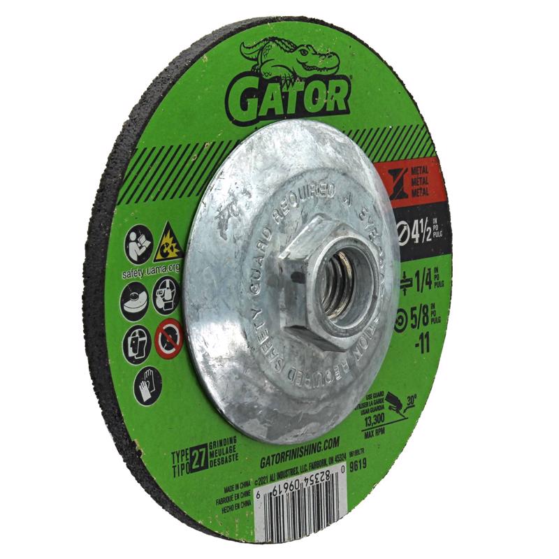 Gator 4-1/2 in. D X 5/8-11 in. Metal Grinding Wheel