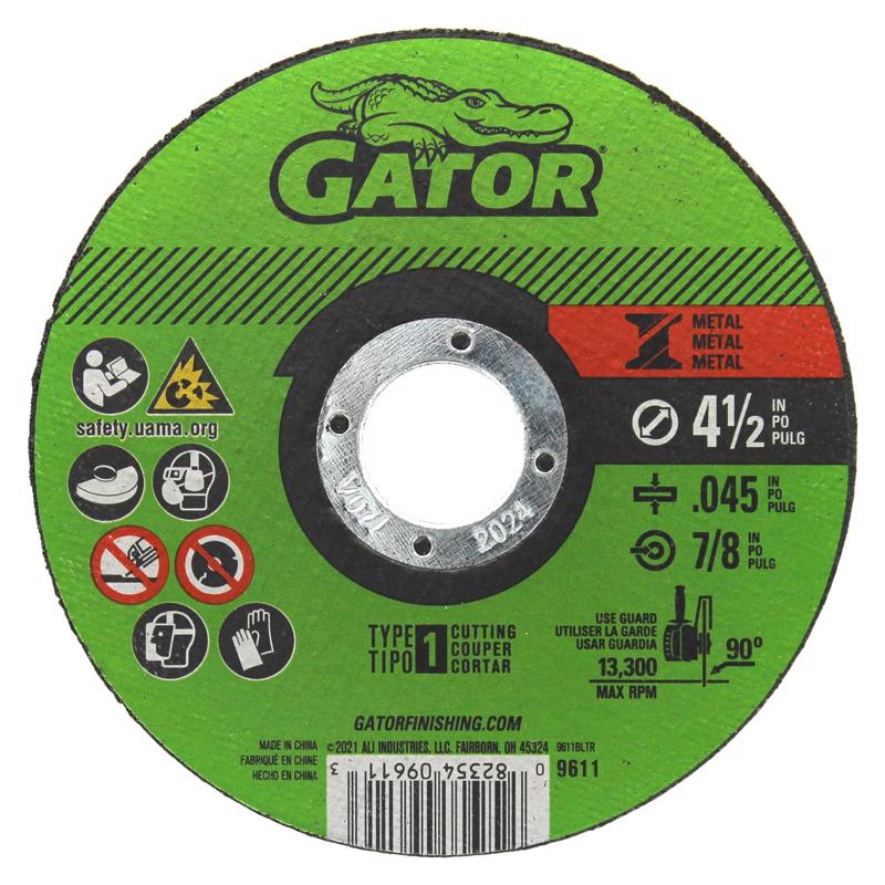 Gator 4-1/2 in. D X 7/8 in. Aluminum Oxide Metal Cut-Off Blade