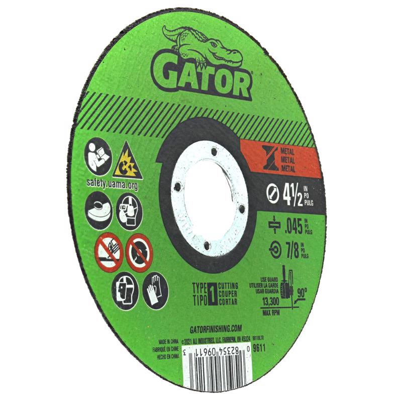 Gator 4-1/2 in. D X 7/8 in. Aluminum Oxide Metal Cut-Off Blade