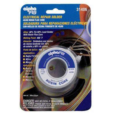 Alpha Fry 4 oz Rosin Core Solder Wire 0.09 in. D Tin/Lead 40/60