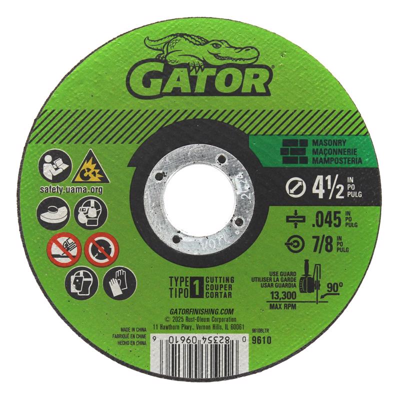 Gator 4-1/2 in. D X 7/8 in. Aluminum Oxide Masonry Cut-Off Wheel