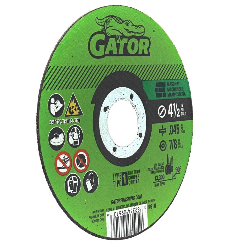 Gator 4-1/2 in. D X 7/8 in. Aluminum Oxide Masonry Cut-Off Wheel