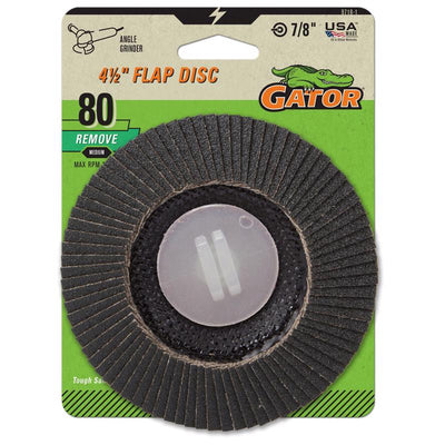Gator 4-1/2 in. D X 7/8 in. Zirconia Aluminum Oxide Flap Disc 80 Grit