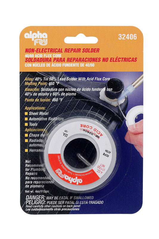 Alpha Fry 4 oz Acid Core Wire Solder 0.125 in. D Tin/Lead 40/60