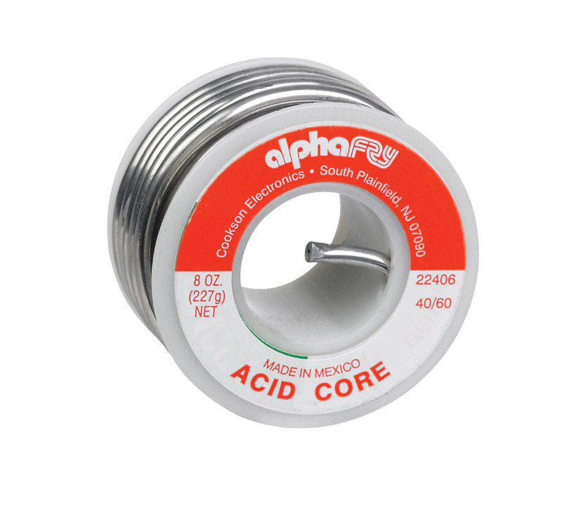 Alpha Fry 8 oz Acid Core Wire Solder 0.125 in. D Tin/Lead 40/60