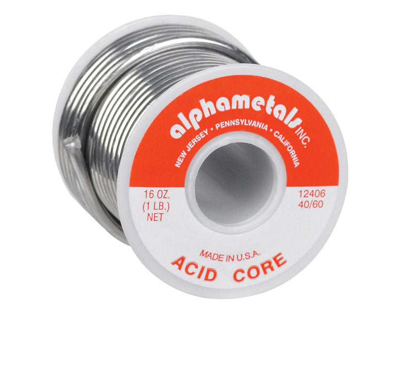 Alpha Fry 16 oz Acid Core Wire Solder 0.125 in. D Tin/Lead 40/60