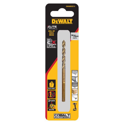 DeWalt ELITE SERIES 13/64 in. X 3.5 in. L Cobalt Steel Pilot Point Drill Bit Round Shank