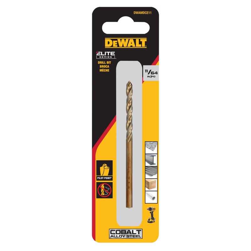 DeWalt ELITE SERIES 11/64 in. X 3 1/4 in. L Cobalt Steel Split Point Drill Bit Round Shank
