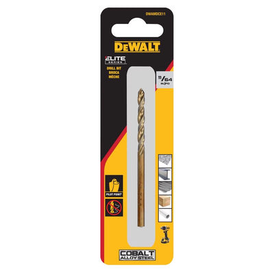 DeWalt ELITE SERIES 11/64 in. X 3 1/4 in. L Cobalt Steel Split Point Drill Bit Round Shank