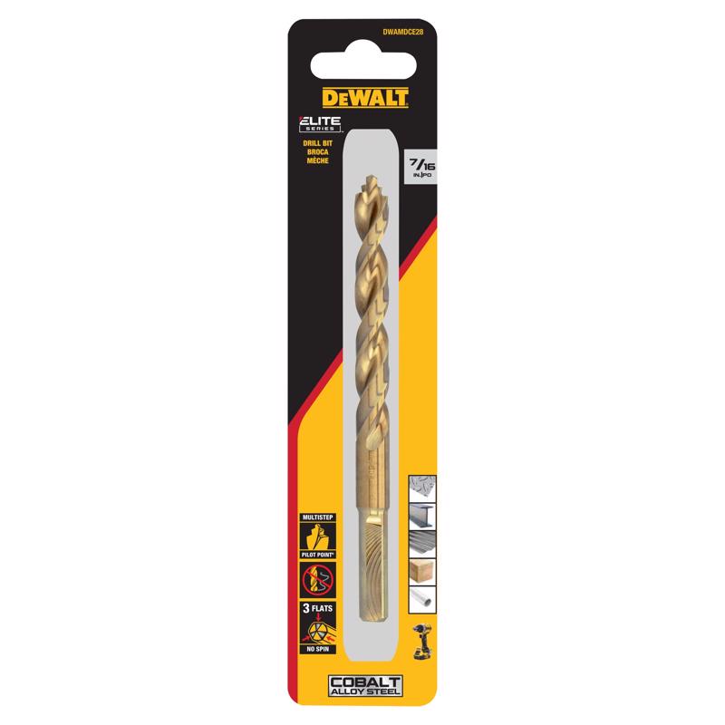 DeWalt 7/16 in. X 5 1/2 in. L Cobalt Steel Pilot Point Drill Bit Round Shank