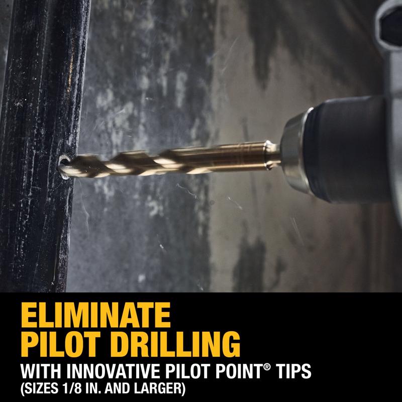 DeWalt ELITE SERIES 1/4 in. X 4 in. L Cobalt Steel Pilot Point Drill Bit Round Shank