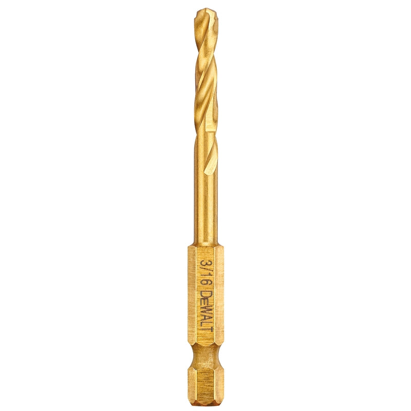 DeWalt Impact Ready 3/16 in. X 3 in. L High Speed Steel Drill Bit Quick-Change Hex Shank