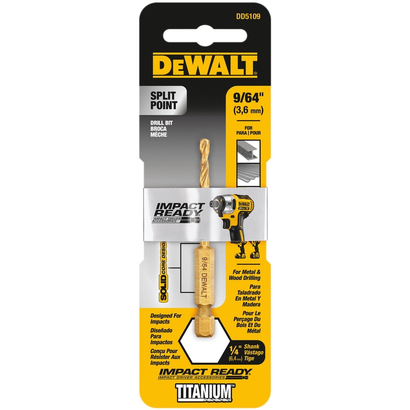 DeWalt Impact Ready 9/64 in. X 2-45/64 in. L High Speed Steel Drill Bit Quick-Change Hex Shank