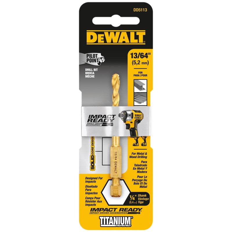 DeWalt Impact Ready 13/64 in. X 3-7/64 in. L High Speed Steel Drill Bit Quick-Change Hex Shank