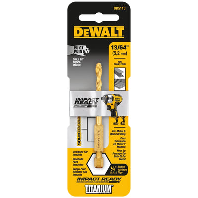 DeWalt Impact Ready 13/64 in. X 3-7/64 in. L High Speed Steel Drill Bit Quick-Change Hex Shank