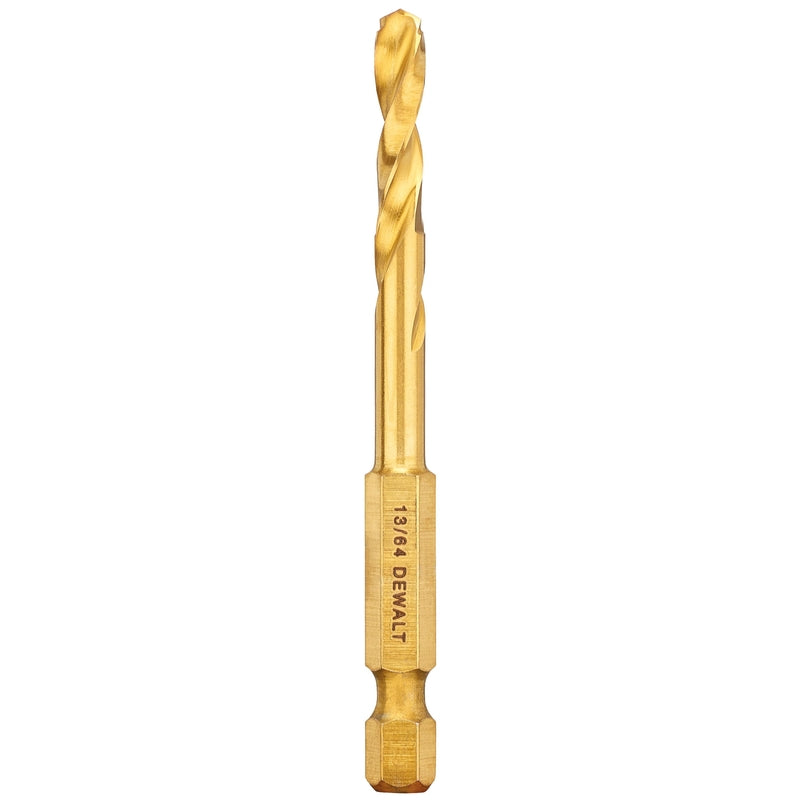 DeWalt Impact Ready 13/64 in. X 3-7/64 in. L High Speed Steel Drill Bit Quick-Change Hex Shank
