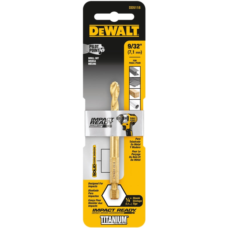 DeWalt Impact Ready 9/32 in. X 3-1/2 in. L High Speed Steel Drill Bit Quick-Change Hex Shank