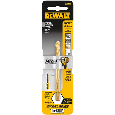 DeWalt Impact Ready 9/32 in. X 3-1/2 in. L High Speed Steel Drill Bit Quick-Change Hex Shank