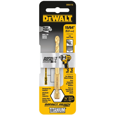 DeWalt Impact Ready 15/64 in. X 3-7/64 in. L High Speed Steel Drill Bit Quick-Change Hex Shank