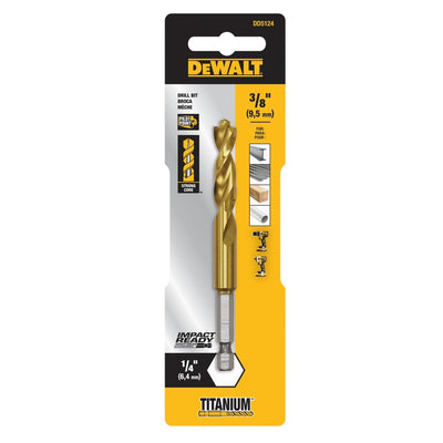DeWalt Impact Ready 3/8 in. X 4 in. L High Speed Steel Drill Bit Quick-Change Hex Shank