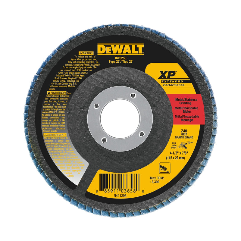 DeWalt XP 4-1/2 in. D X 7/8 in. Zirconia Flap Disc 40 Grit