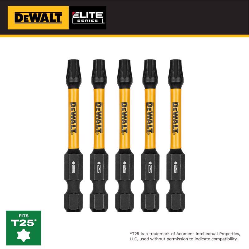 DeWalt ELITE SERIES Torx T25 X 2-1/4 in. L Screwdriver Bit Steel 5 pc