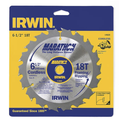 Irwin Marathon 6-1/2 in. D X 5/8 in. Classic Carbide Circular Saw Blade 18 teeth