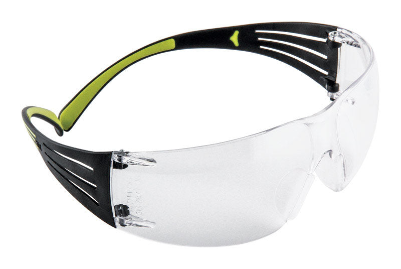 3M SecureFit Anti-Fog Safety Glasses Clear Lens Black/Green Frame