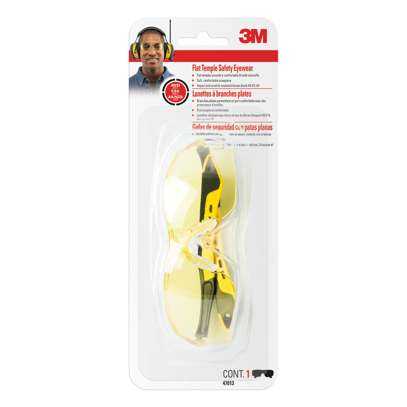3M Safety Glasses Amber Lens Black/Yellow Frame
