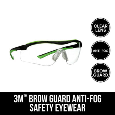 3M Anti-Fog Safety Glasses Clear Lens Black/Green Frame