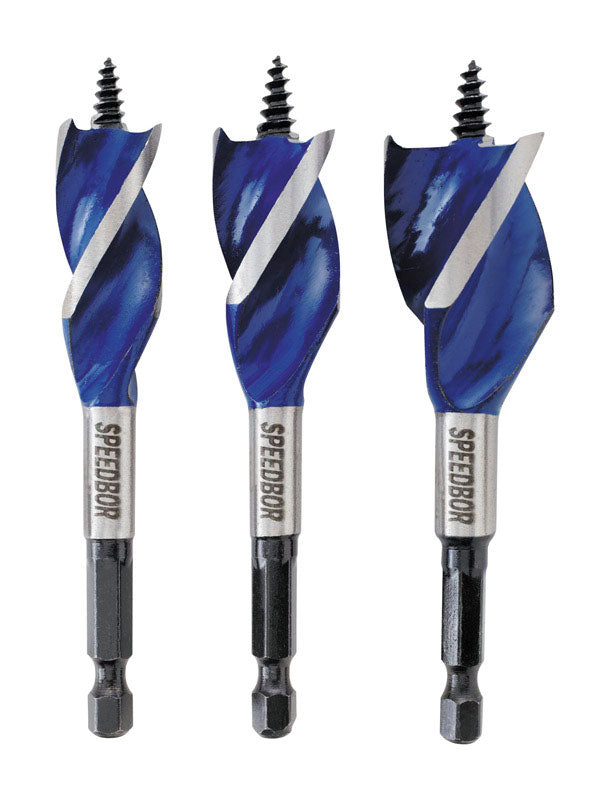 Irwin Speedbor Steel Wood Boring Bit Set Quick-Change Hex Shank 3 pc