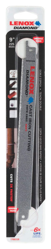 Lenox Double Tang 9 in. Diamond Grit Reciprocating Saw Blade Multi TPI