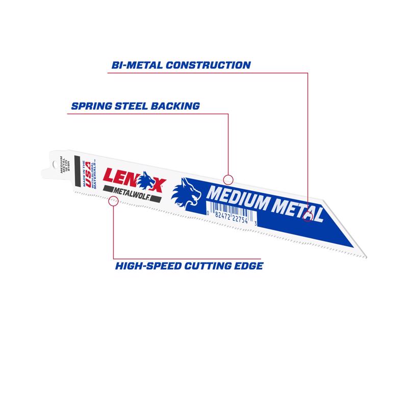Lenox METALWOLF 8 in. Bi-Metal WAVE EDGE Reciprocating Saw Blade 18 TPI 1 blade
