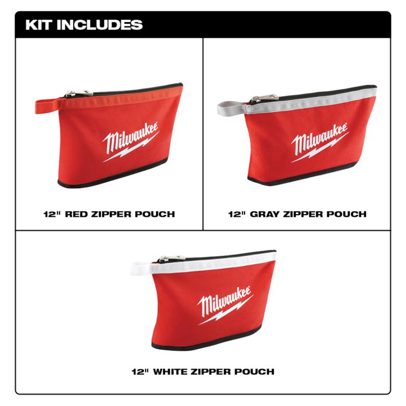 Milwaukee Canvas Tool Pouch Red 3 pc