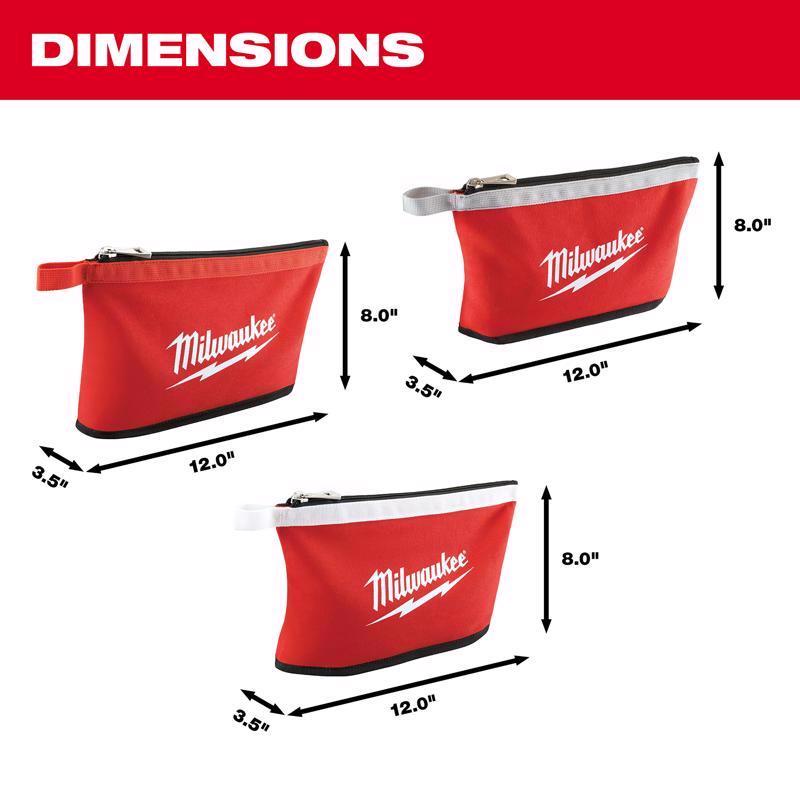 Milwaukee Canvas Tool Pouch Red 3 pc