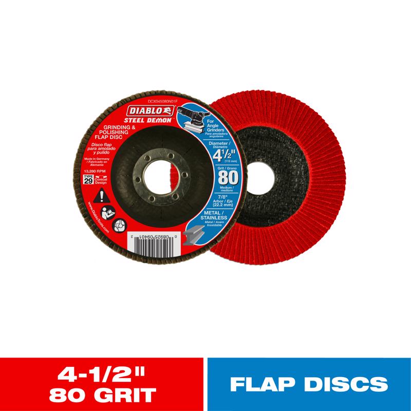 Diablo Steel Demon 4-1/2 in. D X 7/8 in. Zirconia Flap Disc 80 Grit