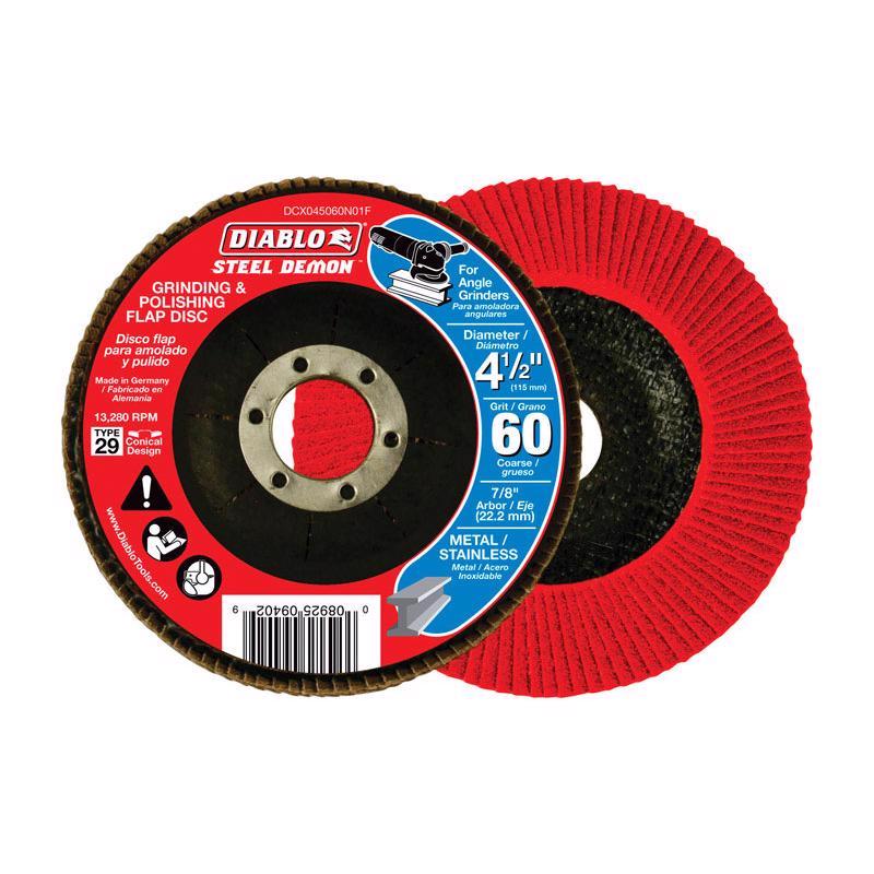 Diablo Steel Demon 4-1/2 in. D X 7/8 in. Zirconia Flap Disc 60 Grit