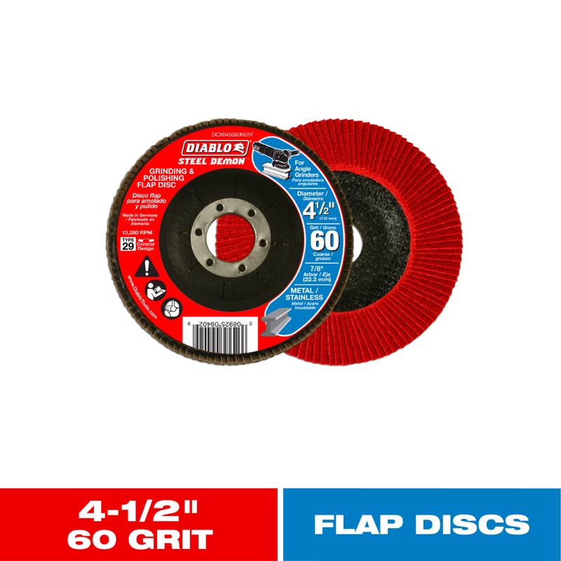 Diablo Steel Demon 4-1/2 in. D X 7/8 in. Zirconia Flap Disc 60 Grit
