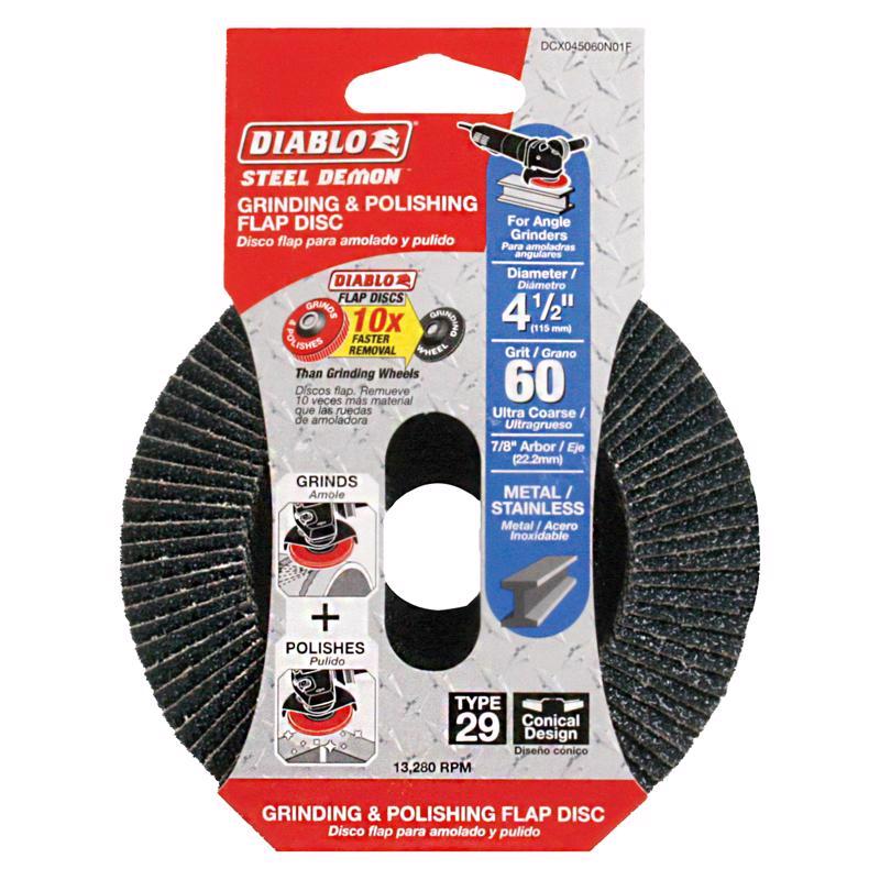 Diablo Steel Demon 4-1/2 in. D X 7/8 in. Zirconia Flap Disc 60 Grit