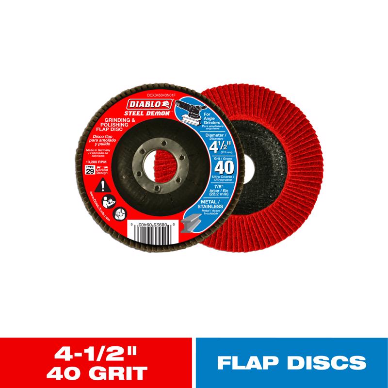 Diablo Steel Demon 4-1/2 in. D X 7/8 in. Zirconia Flap Disc 40 Grit