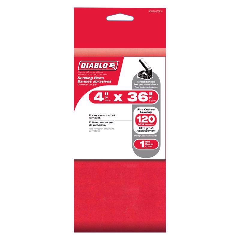 Diablo 36 in. L X 4 in. W Premium Zirconium Blend Sanding Belt 120 Grit Fine