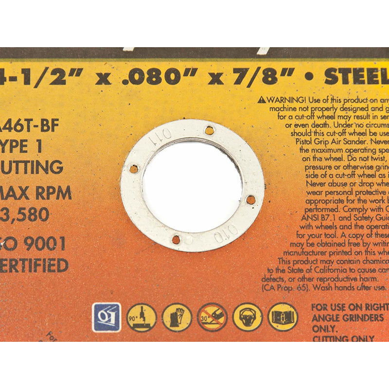 Forney 4-1/2 in. D X 7/8 in. Aluminum Oxide Metal Cut-Off Wheel