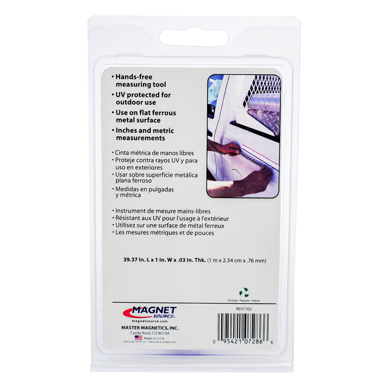 Magnet Source 39.375 in. L X 1 in. W Blue/Red/White Magnetic Measuring Tape