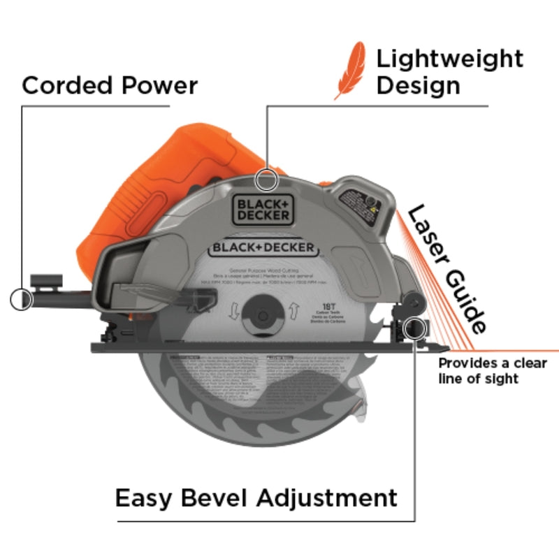 Black+Decker 13 amps 7-1/4 in. Corded Circular Saw with Laser