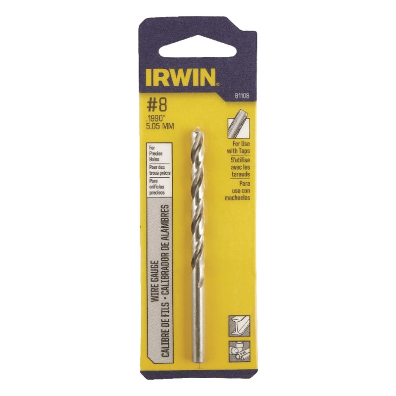 Irwin #8 X 3-5/8 in. L High Speed Steel Jobber Length Wire Gauge Bit Straight Shank