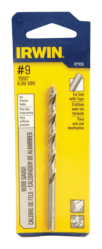 Irwin #9 X 3-5/8 in. L High Speed Steel Wire Gauge Bit Straight Shank